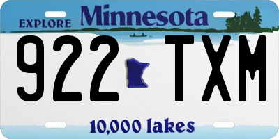 MN license plate 922TXM