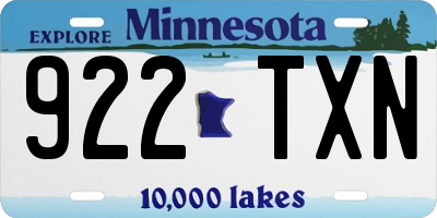 MN license plate 922TXN