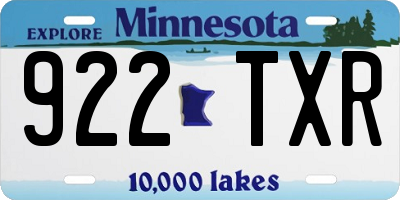 MN license plate 922TXR