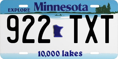 MN license plate 922TXT