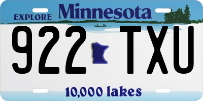 MN license plate 922TXU