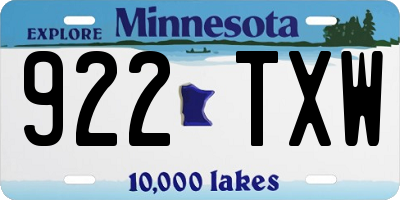 MN license plate 922TXW