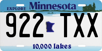 MN license plate 922TXX