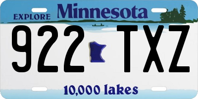 MN license plate 922TXZ