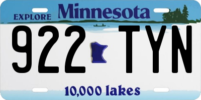 MN license plate 922TYN