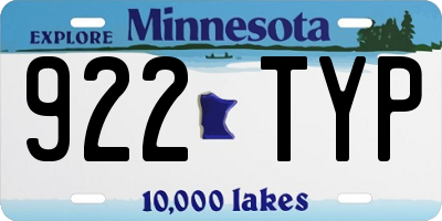 MN license plate 922TYP