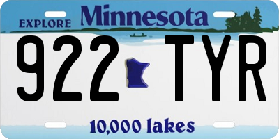 MN license plate 922TYR