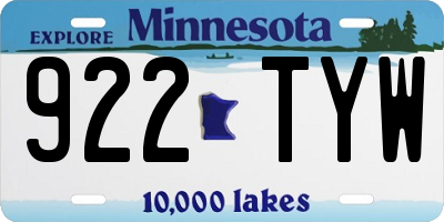 MN license plate 922TYW