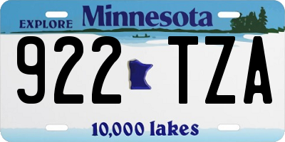 MN license plate 922TZA