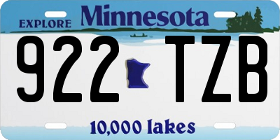 MN license plate 922TZB
