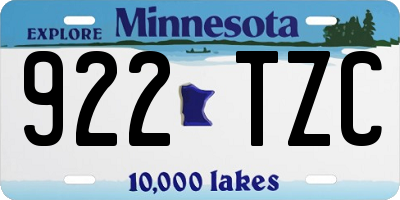 MN license plate 922TZC