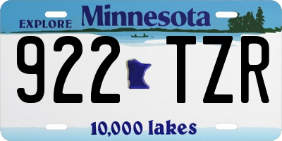 MN license plate 922TZR