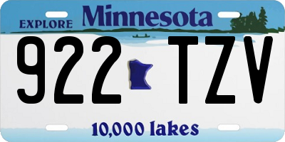 MN license plate 922TZV