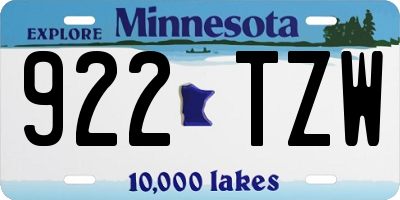MN license plate 922TZW