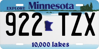 MN license plate 922TZX