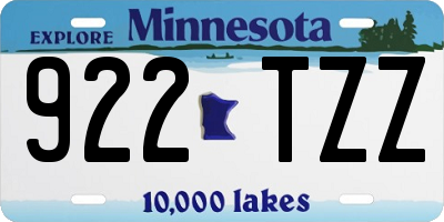 MN license plate 922TZZ