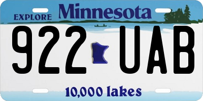 MN license plate 922UAB