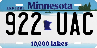 MN license plate 922UAC