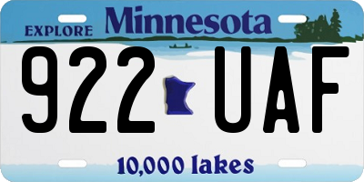 MN license plate 922UAF