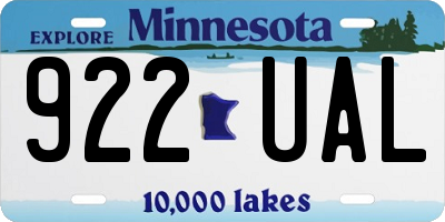 MN license plate 922UAL