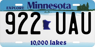 MN license plate 922UAU