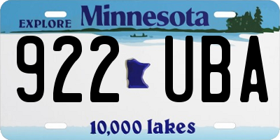 MN license plate 922UBA