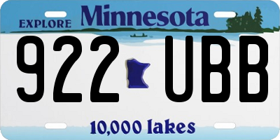 MN license plate 922UBB