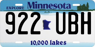 MN license plate 922UBH