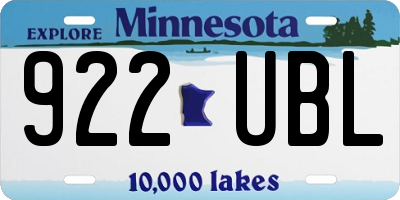 MN license plate 922UBL