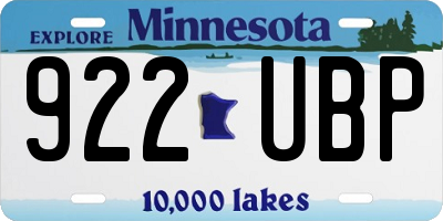 MN license plate 922UBP