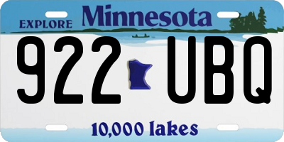 MN license plate 922UBQ