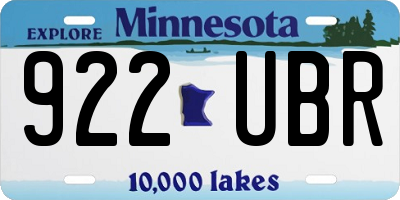 MN license plate 922UBR