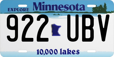 MN license plate 922UBV