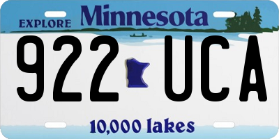 MN license plate 922UCA