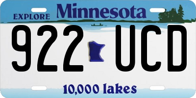 MN license plate 922UCD