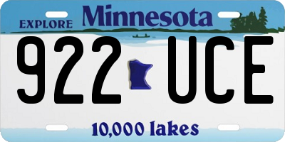 MN license plate 922UCE