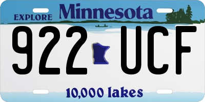 MN license plate 922UCF