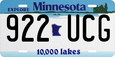 MN license plate 922UCG