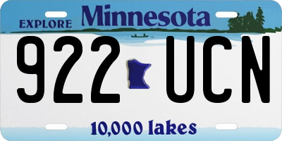 MN license plate 922UCN