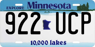 MN license plate 922UCP