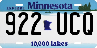 MN license plate 922UCQ