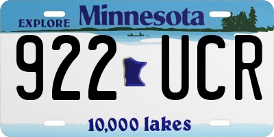 MN license plate 922UCR