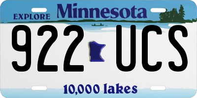 MN license plate 922UCS