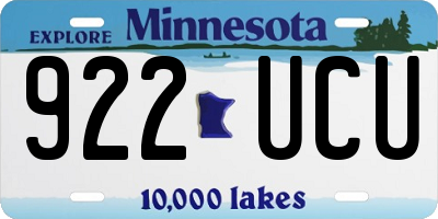 MN license plate 922UCU