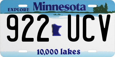 MN license plate 922UCV