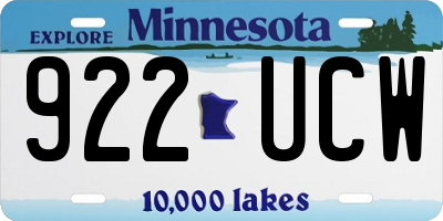 MN license plate 922UCW