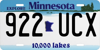 MN license plate 922UCX