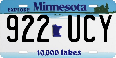 MN license plate 922UCY