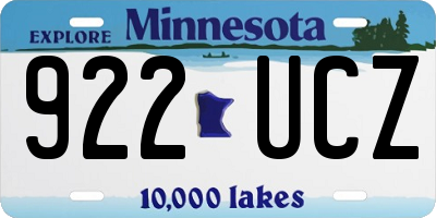 MN license plate 922UCZ