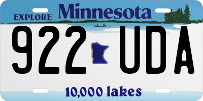 MN license plate 922UDA